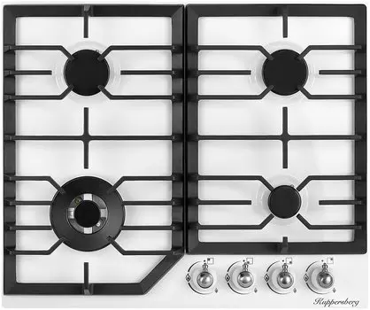 Газовая варочная панель Kuppersberg FS 601 W Silver, 4 конфорки, белая (FS 601 W Silver)