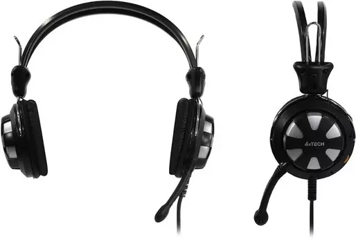 Проводная гарнитура A4Tech HS-28, 2xJack 3.5mm, черный/серебристый (HS-28-2)