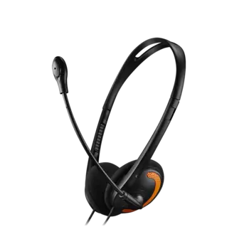 Проводная гарнитура Canyon CNS-CHS01BO, 2xJack 3.5mm, черный/оранжевый