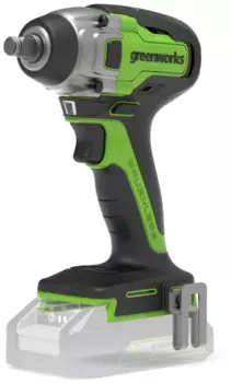 Гайковерт Greenworks GD24IW400, аккумуляторный, ударный, 400 нм, квадрат 1/2", Li-Ion, 24 В, 1.19 кг (3802907) поставляется без аккумуляторов и зарядного устройства