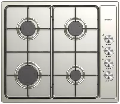 Газовая варочная панель DARINA T1 BGM341 11 X, 4 конфорки, серебристая (T1BGM34111X)