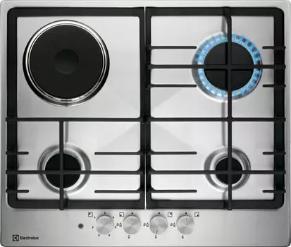 Газовая варочная панель ELECTROLUX KGM64311X, 4 конфорки, серебристый (KGM64311X)