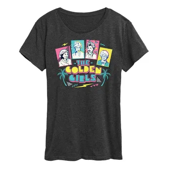 Женская футболка Golden Girls с графическим рисунком в стиле ретро и логотипом группы Licensed Character, цвет Heather Charcoal