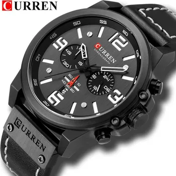 CURREN модные классические черные, белые часы с хронографом мужские часы CURREN мужские часы повседневные кварцевые наручные часы мужские часы Reloj Hombre серебро белый