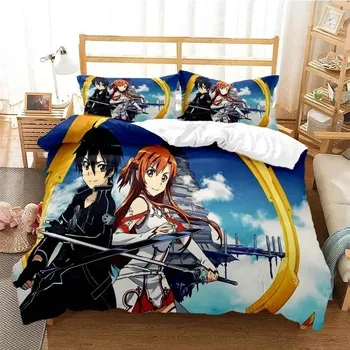 Мультфильм Асуна Sword Art Online Пододеяльники Комплекты наволочек Постельное белье для детей Подарок для девочек Односпальное постельное белье размера «queen-size» 70x133cm 2pcs