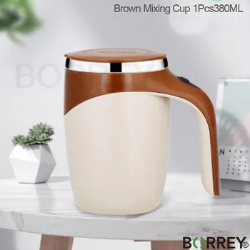 Кофейная кружка BORREY, автоматическая самоперемешивающаяся кружка для смешивания кофе и молока, магнитная чашка для перемешивания, офисная умная термокружка из нержавеющей стали 380Ml(White)