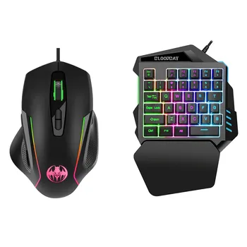 Usb Проводная игровая RGB клавиатура и мышь для одной руки с 35 клавишами 6400 точек/дюйм комбинированная с конвертером для Xbox One, PS4, Switch, PS3 и ПК