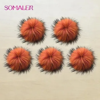 SOMALER 5 шт. помпоны из искусственного меха DIY Вышивание шарики из искусственного меха енота с пуговицами помпоны из искусственного меха аксессуары белый
