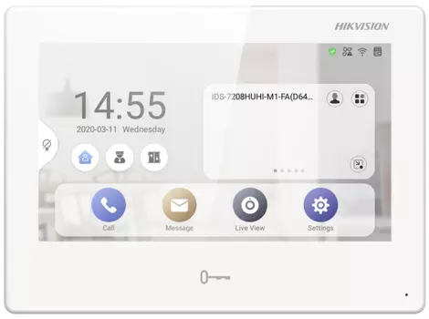 Видеодомофон Hikvision, 10.1" 1024x600, белый/белый (DS-KH9510-WTE1(B))