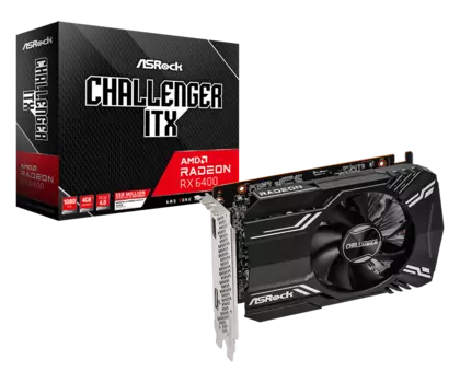 Видеокарта ASRock AMD Radeon RX 6400 Challenger ITX, 4Gb GDDR6, 64 бит, PCI-E, HDMI, DP, Retail (RX6400 CLI 4G)