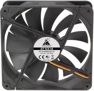 Вентилятор GlacialTech GT ICE 14, 140 мм, 1000rpm, 23.4 дБ, 3-pin+4-pin Molex, 1шт (CF-14250HD0AC0001)