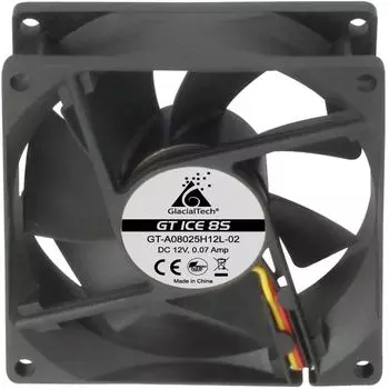 Вентилятор GlacialTech GT ICE 8S, 80мм, 1700rpm, 19.8 дБ, 3-pin+4-pin Molex, 1шт (CF-8025SHD0AC0001)