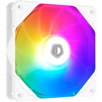 Вентилятор ID-COOLING TF-12025-PRO ARGB REVERSE WHITE, 120 мм, 1800rpm, 35.2 дБ, 4-pin PWM + 3-pin 5V ARGB, 1шт, белый, ARGB подсветка (TF-12025-PRO ARGB REVERSE WHITE)