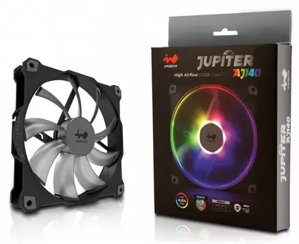 Вентилятор Inwin Jupiter AJ140, 140мм, 1400rpm, 34 дБ, 4-pin PWM + 3-pin 5V ARGB, 1шт, ARGB (6144474)