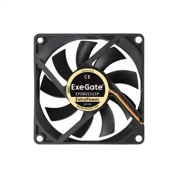 Вентилятор ExeGate ExtraPower EP08015S2P, 80 мм, 2500rpm, 25.5 дБ, 2-pin, 1шт, черный (EX295234RUS)