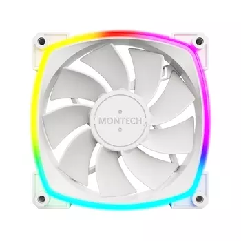 Вентилятор MONTECH AX120 PWM Reverse, 120 мм, 1600rpm, 27 дБ, 4-pin PWM, 1шт, белый, ARGB подсветка (MT_RX120W)