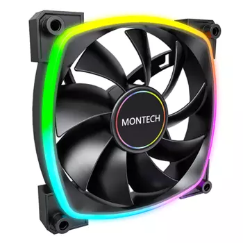 Вентилятор MONTECH AX140 ARGB, 140 мм, 1600rpm, 27.9 дБ, 4-pin PWM, 1шт, черный, ARGB подсветка (AX140 PWM BLACK)