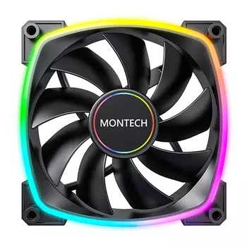 Вентилятор MONTECH AX140 PWM Black, 140 мм, 1600rpm, 27.9 дБ, 4-pin PWM, 1шт, черный, ARGB подсветка (MT_AX140B)