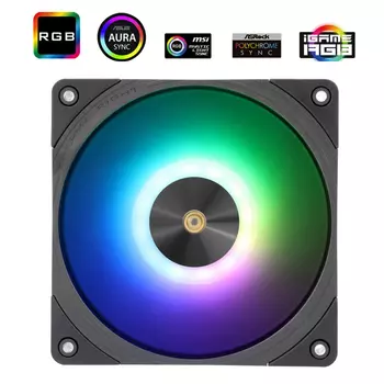 Вентилятор Thermalright TL-B12R-S, 120 мм, 2150rpm, 28.1 дБ, 4-pin PWM, 1шт, черный, ARGB подсветка (TL-B12R-S)