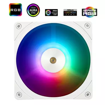 Вентилятор Thermalright TL-B12W-S, 120 мм, 2150rpm, 28.1 дБ, 4-pin PWM, 1шт, белый, ARGB подсветка (TL-B12W-S)