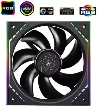 Вентилятор Thermalright TL-M12, 120 мм, 1500rpm, 23.2 дБ, 4-pin PWM, 1шт, черный, ARGB подсветка (TL-M12)