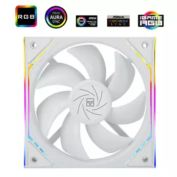Вентилятор Thermalright TL-M12W-S, 120x124мм мм, 1500rpm, 23.2 дБ, 4-pin PWM, 1шт, белый, ARGB подсветка (TL-M12W-S)