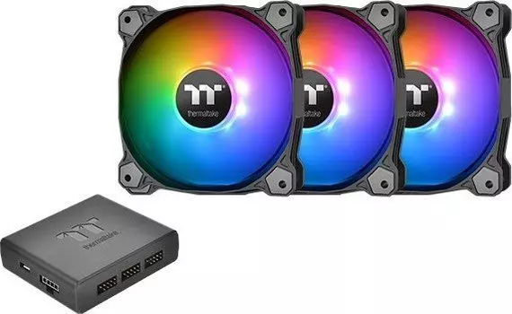 Вентилятор Thermaltake Pure Plus 12 LED RGB Radiator TT Premium Edition, 120мм, 1500rpm, 25.8 дБ, 4-pin Molex, 3шт, разноцветный (CL-F063-PL12SW-A)