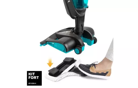 Вертикальный пылесос Kitfort КТ-535-1, 1.6 кВт, черный/бирюзовый (КТ-535-1)