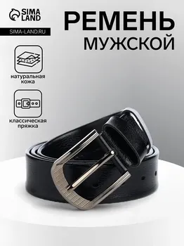 Ремень мужской, ширина 3,8 см, винт, пряжка металл, цвет черный