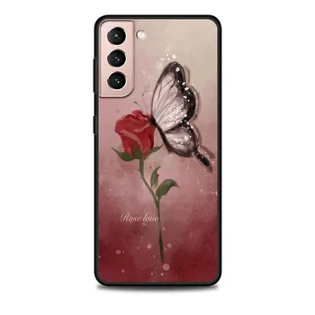 Чехол с рисунком розы для Samsung Galaxy S20 FE S22 S23 Ultra S21 S10 Lite S9 S8 Plus S7 Edge, черный, мягкий силиконовый чехол для телефона Samsung S7