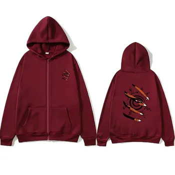 Kurama Женская толстовка с капюшоном на молнии с карманом и длинным рукавом Oversize Kurama Женская толстовка с принтом Осень-зима Свободные толстовки на молнии с капюшоном S