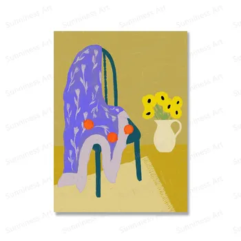Японские счастливые кошки, настенное искусство, ботанические цветы, ваза, плакат и принт, абстрактные фотографии животных для дома, спальни, гостиной, декора 21x30cm No Framed