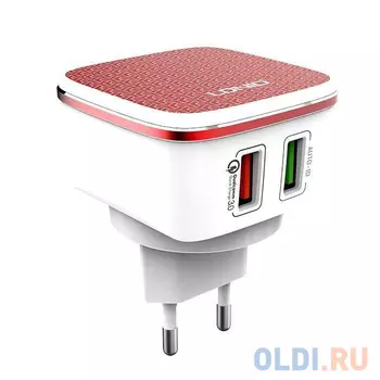 LDNIO LD_B4364 A2405Q/ Сетевое ЗУ + Кабель Type-C/ QC 3.0/ 2 USB Auto-ID/ Выход: 5V_9V_12V, 30W/ White&amp;Red