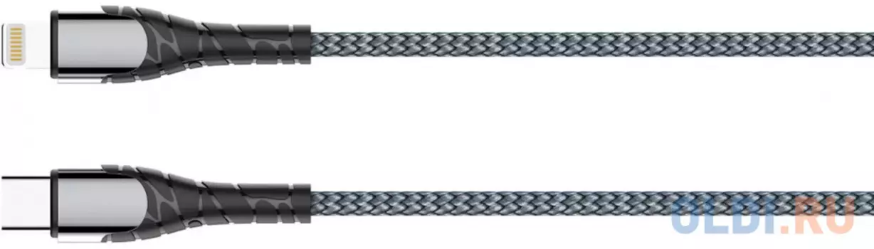 LDNIO LD_B4528 LC112/ USB кабель PD: Type-C--Lightning/ 2m/ 20W/ медь: 176 жил/ Нейлоновая оплетка/ Gray