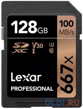 LEXAR 128GB Professional 667x SDXC UHS-I cards, up to 100MB/s read 90MB/s write C10 V30 U3