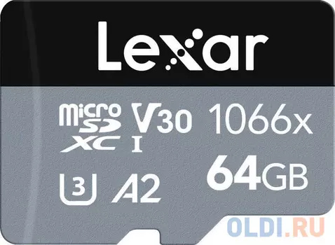 LEXAR Professional 1066x 64GB microSDHC/microSDXC UHS-I Card SILVER Series with adapter