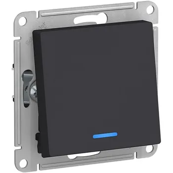Выключатель одноклавишный с подсветкой (карбон) Systeme Electric AtlasDesign ATN001063