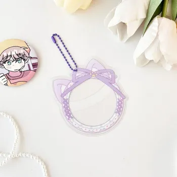 Kawaii кошачьи ушки бант кружевной ПВХ держатель значка для значка 58 мм японская аниме игра Baji чехол сумка для рюкзака брелок кулон