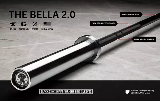 Гриф для штанги Rogue Fitness The Bella Woman Bar 15 kg L220 см D50мм