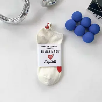 Носки-лодочки Fashion MD Love Heel с вышивкой - черные, белые и серые короткие хлопковые носки-трубы для мужчин и женщин One Size чёрный
