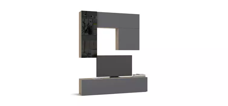 Гостиная BOSS QUADRO 10 Дуб Денвер Трюфель, Графит софт