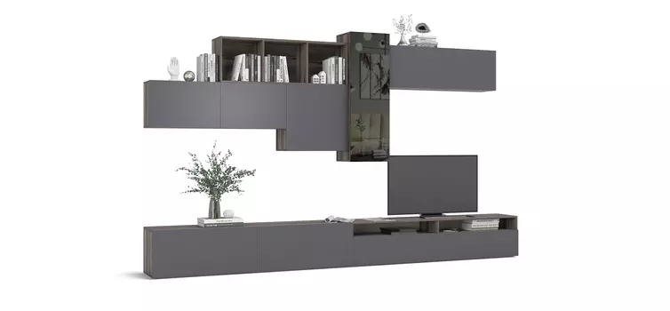 Гостиная BOSS QUADRO 12 Вяз Каменный, Графит Софт