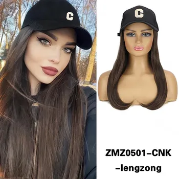 MISS WIG Бейсбольная кепка, синтетическая длинная прямая шляпа, наращивание парика, регулируемая шляпа, парик, термостойкое волокно для женской одежды 50cm