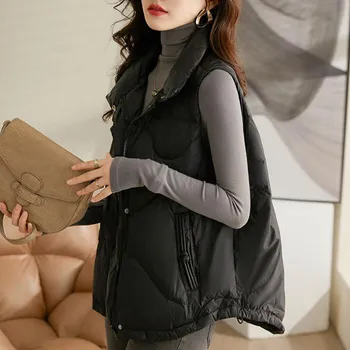 Women s Winter Down-Cotton Padded Vest Casual Loose Sleeveless Style Outer Wear Waistcoat Gilet M