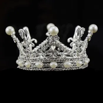 Корона принцессы на день рождения, сплав, стразы, круглая корона, свадебное платье, аксессуары