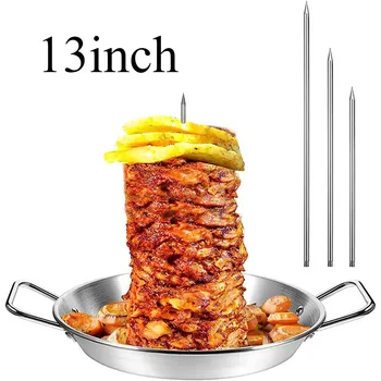 Вертикальный шампур для мяса BBQ Вертикальный шампур из нержавеющей стали с 9-дюймовыми съемными шипами для стейка, мяса, курицы, жаровни