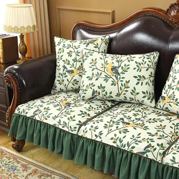 Modern Pastoral Half Cover Slipcover Thickened Chenille Non-slip Sofa Cover Four Seasons Universal Sofa Cushion For Living Room 65x65