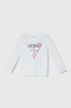 Хлопковая рубашка Guess с длинными рукавами для мальчиков и девочек, белый