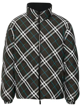 Burberry пуховик в клетку Vintage Check, коричневый