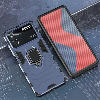Противоударный защитный чехол KEYSION для POCO X4 Pro 5G с подставкой и кольцом, задняя крышка для телефона Xiaomi POCO M4 Pro 4G 5G for POCO X4 Pro 5G чёрный